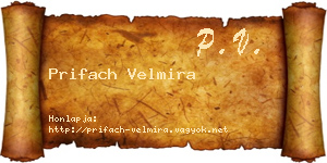 Prifach Velmira névjegykártya